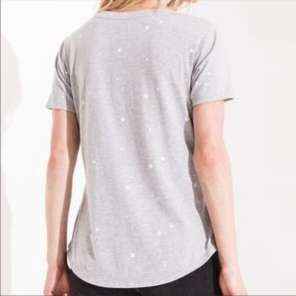 Z SUPPLY | Star Print Gray Short Sleeve V-neck Tee White Women’s Size Medium - Picture 2 of 11